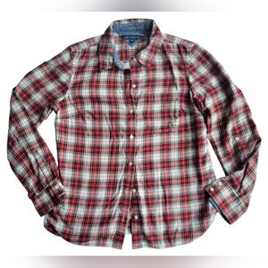 Tommy Hilfiger Red Plaid Flannel Shirt Women’s Small Long Sleeve